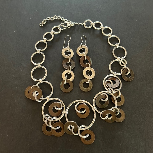 Vintage silver and Indian coin necklace and earrings